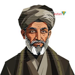 وکتور مردبزرگسال با لباس قدیمی و عمامه عبای ایرانی