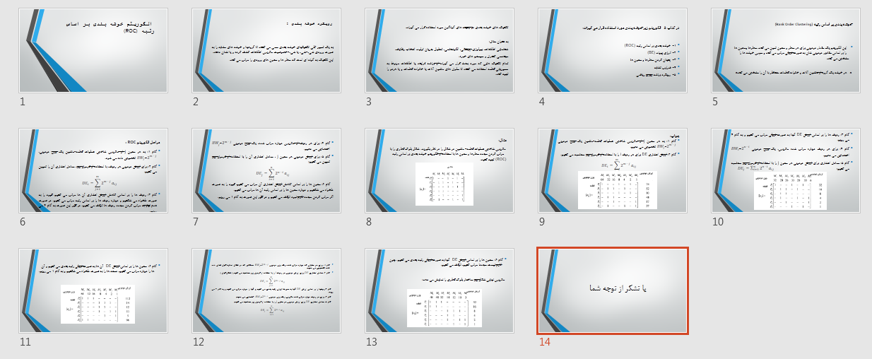   پاورپوینت الگوریتم خوشه بندی بر اساس رتبه (ROC)