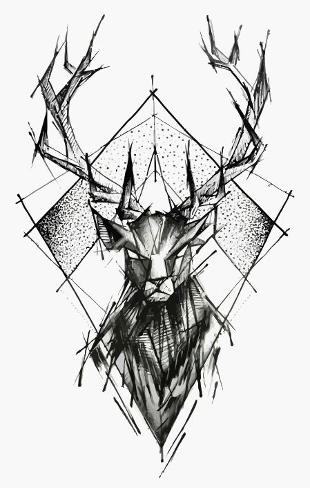 دانلود طرح تتو گوزن (طرح وکتور)