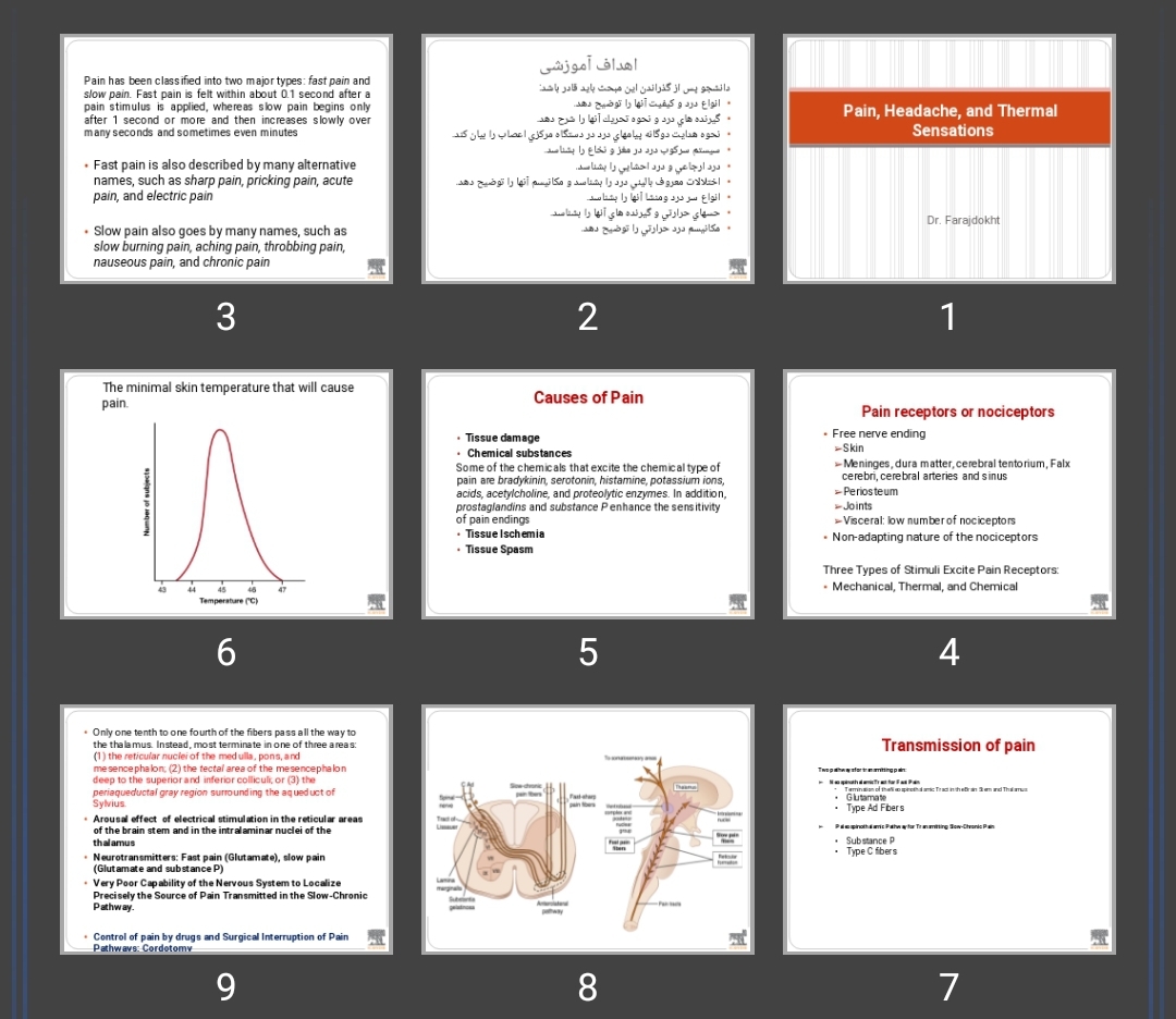 پاورپوینت Pain, Headache, and Thermal Sensations