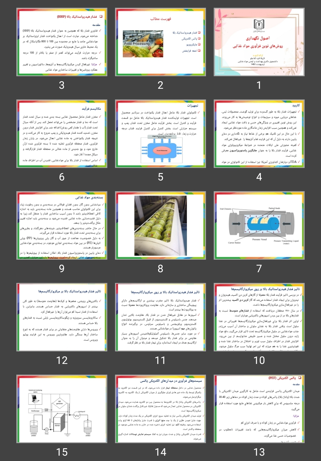 پاورپوینت اصول نگهداری و روش‌های نوین فرآوری مواد غذایی