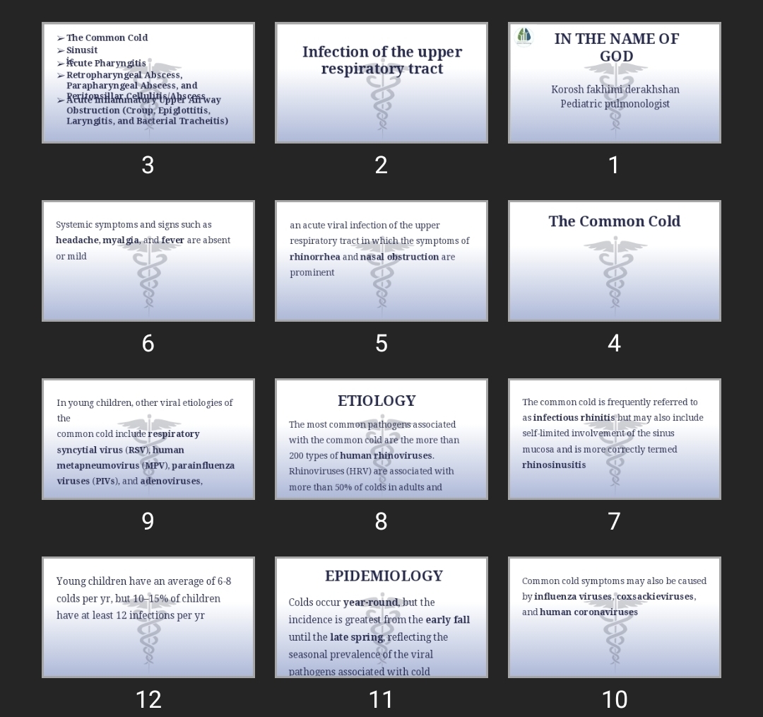 پاورپوینت Infection of the upper respiratory tract