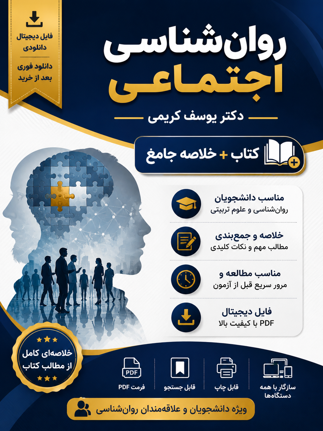 pdf کتاب کامل به همراه خلاصه کتاب روان شناسی اجتماعی ( نظریه ها ، مفاهیم و كاربردها ) تالیف یوسف كریمی
