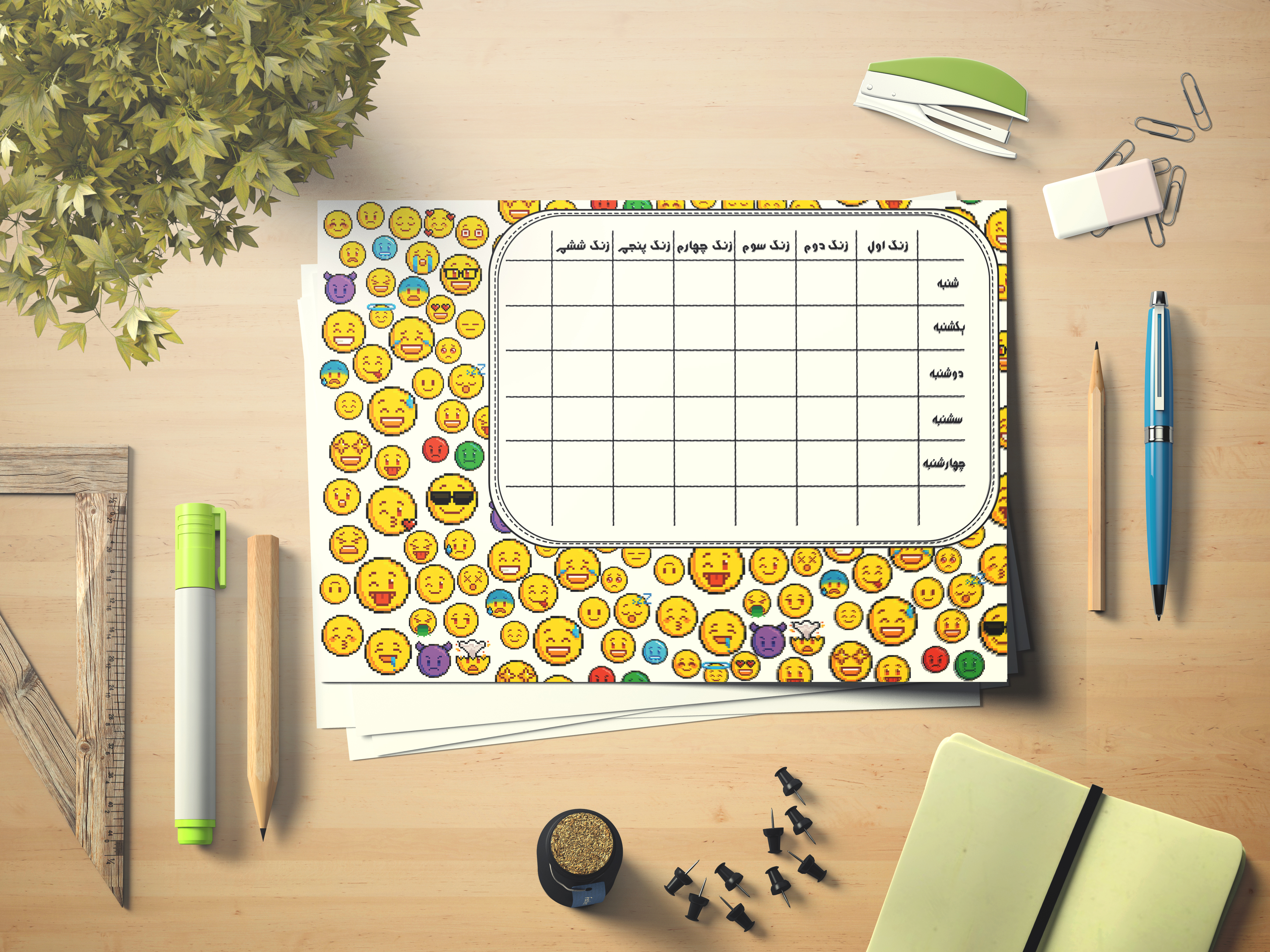 برنامه هفتگی کلاسی طرح ایموجی پیکسلی 8575