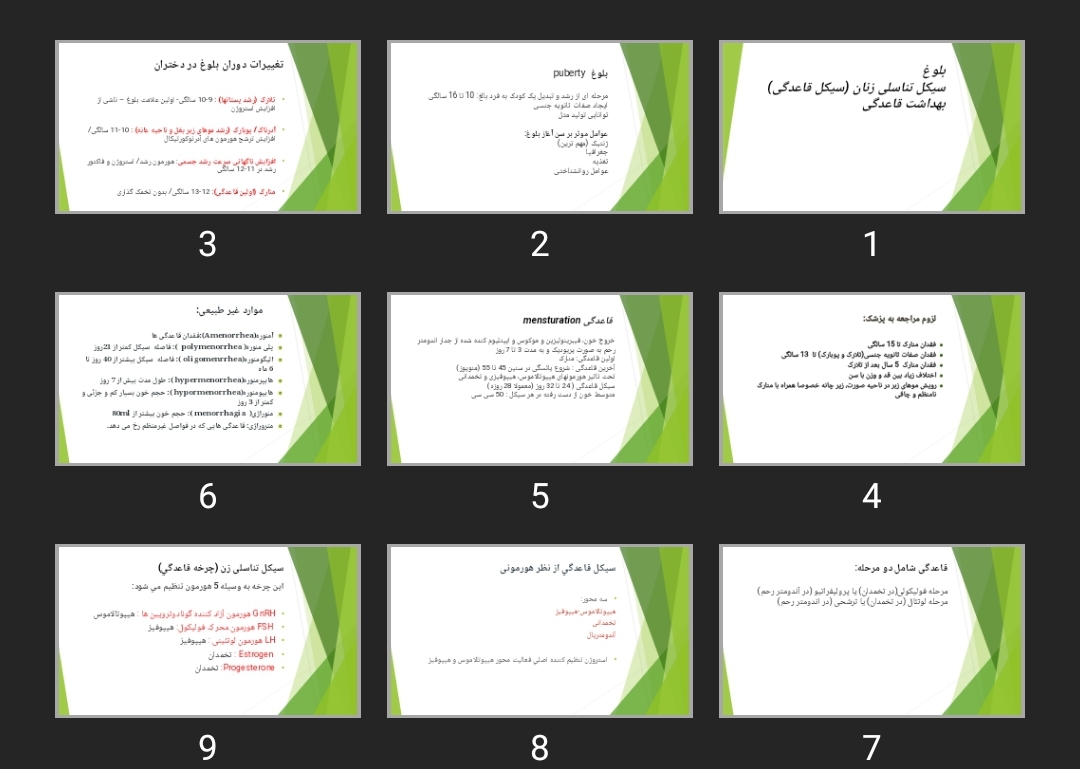 پاورپوینت بلوغ، قاعدگی، دیسمنوره