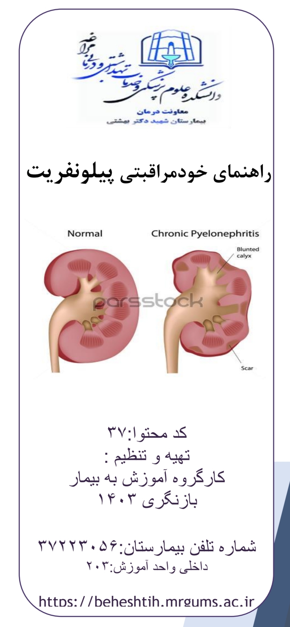 پمفلت راهنمای خودمراقبتی پیلونفریت