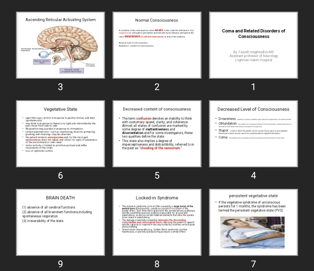 پاورپوینت Coma and Related Disorders of Consciousness