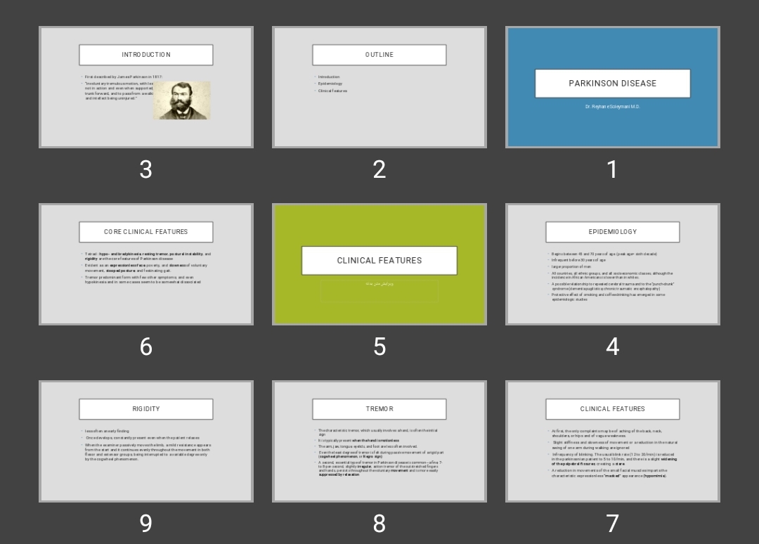 پاورپوینت اختلالات حرکتی و پارکینسون Parkinson disease