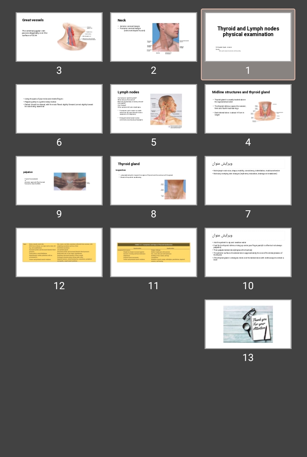 پاورپوینت Thyroid and Lymph nodes physical examination