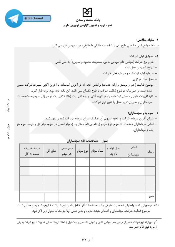 📝جزوه: دستورالعمل امکان سنجی          🖊بانک صنعت و معدن                (نسخه کامل)✅