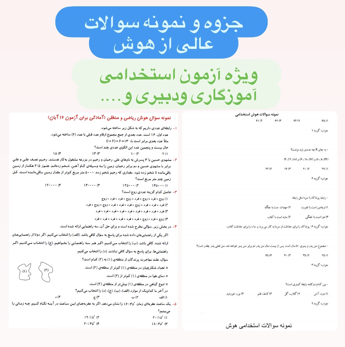 جزوه ونمونه سوالات تستی عالی ازهوش.pdf/ویژه آزمون استخدامی آموزگاری ودبیری و…..۱۴۰۳