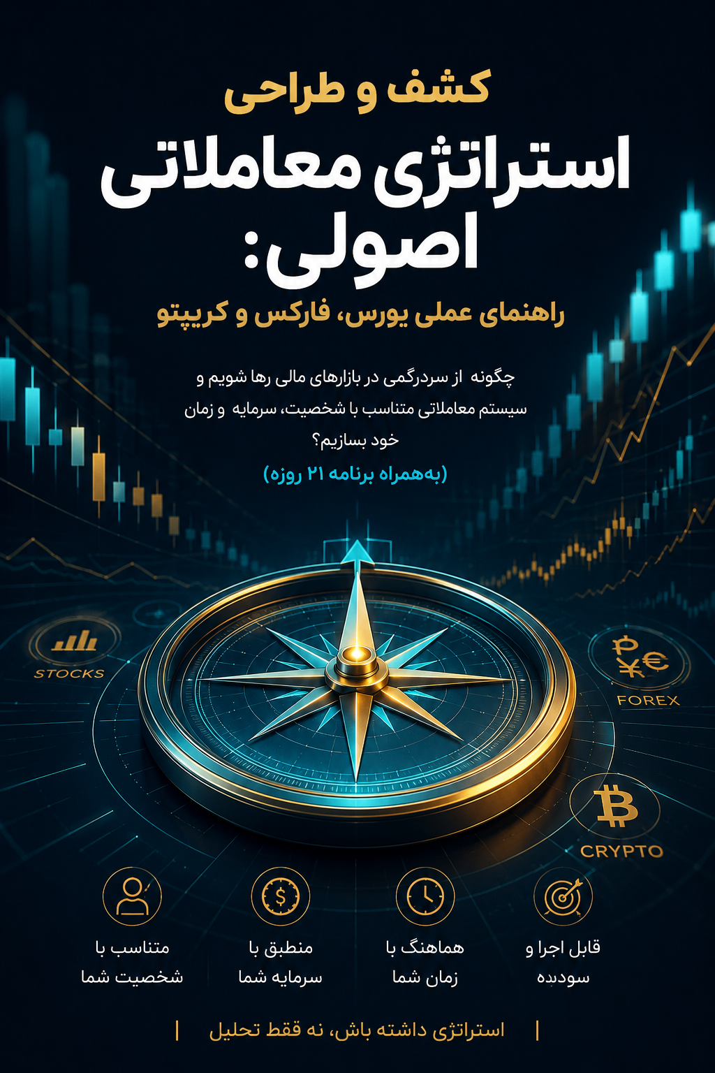 کشف و طراحی استراتژی معاملاتی اصولی در بورس، فارکس و کریپتو (برنامه ۲۱ روزه و الگوهای ثبت معامله)