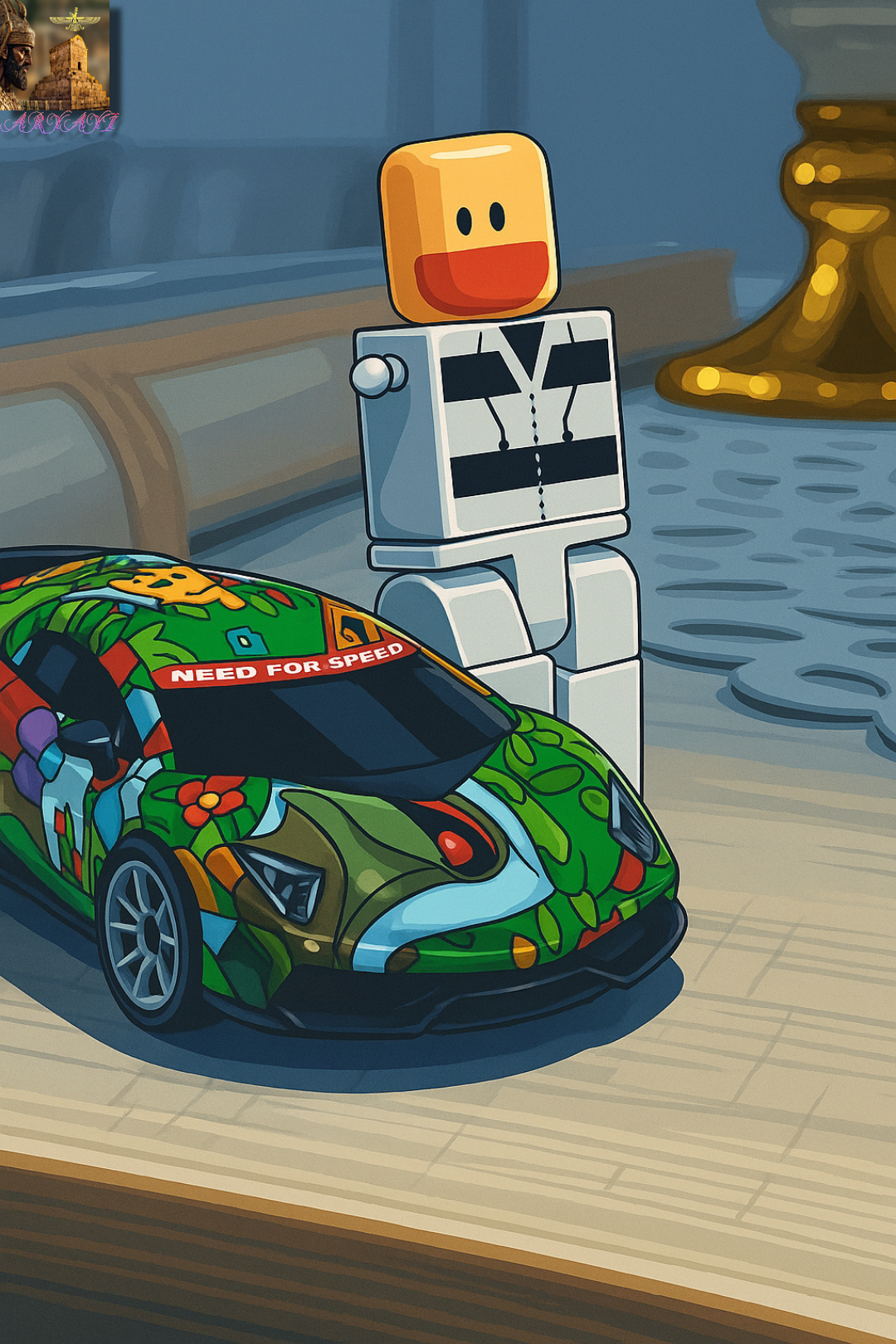 وکتور خلاقانه آدمک و ماشین در فضای سرد و مدرن