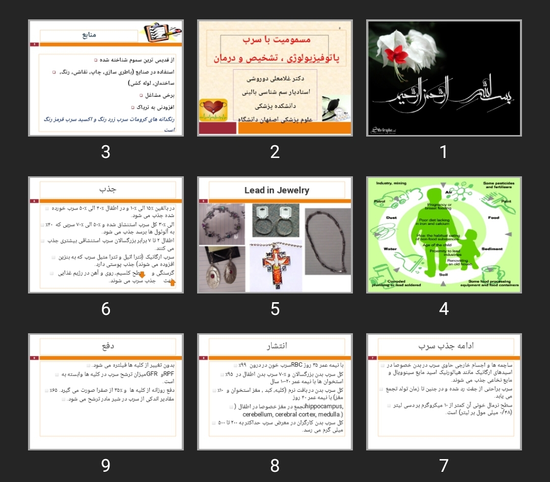 پاورپوینت مسمومیت با سرب پاتوفیزیولوژی، تشخیص و درمان