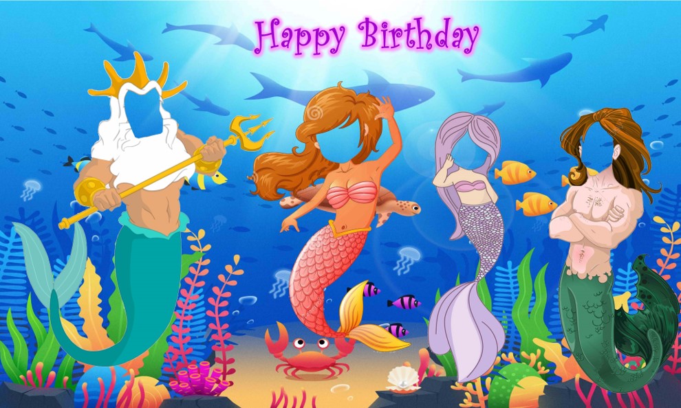 بنر آماده چاپ برای تولد - تم پری دریایی