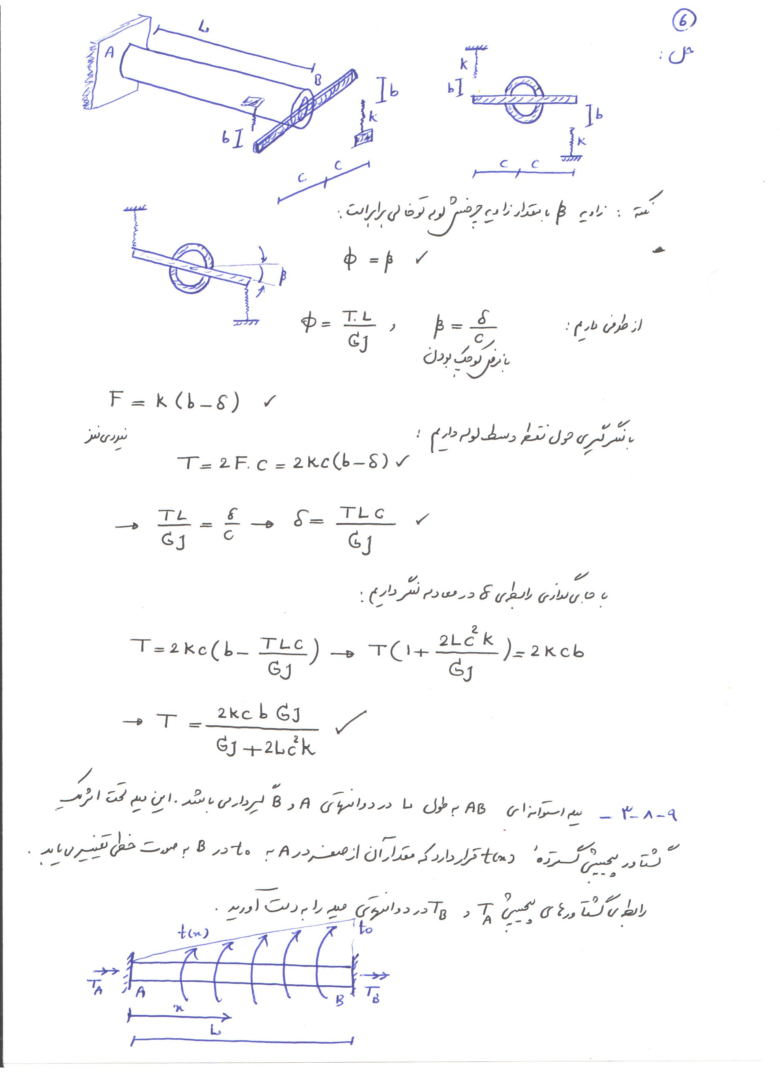 حل مسائل فصل 3 مقاومت مصالح تیموشنکو بخش پیچش-عضوهای نامعین