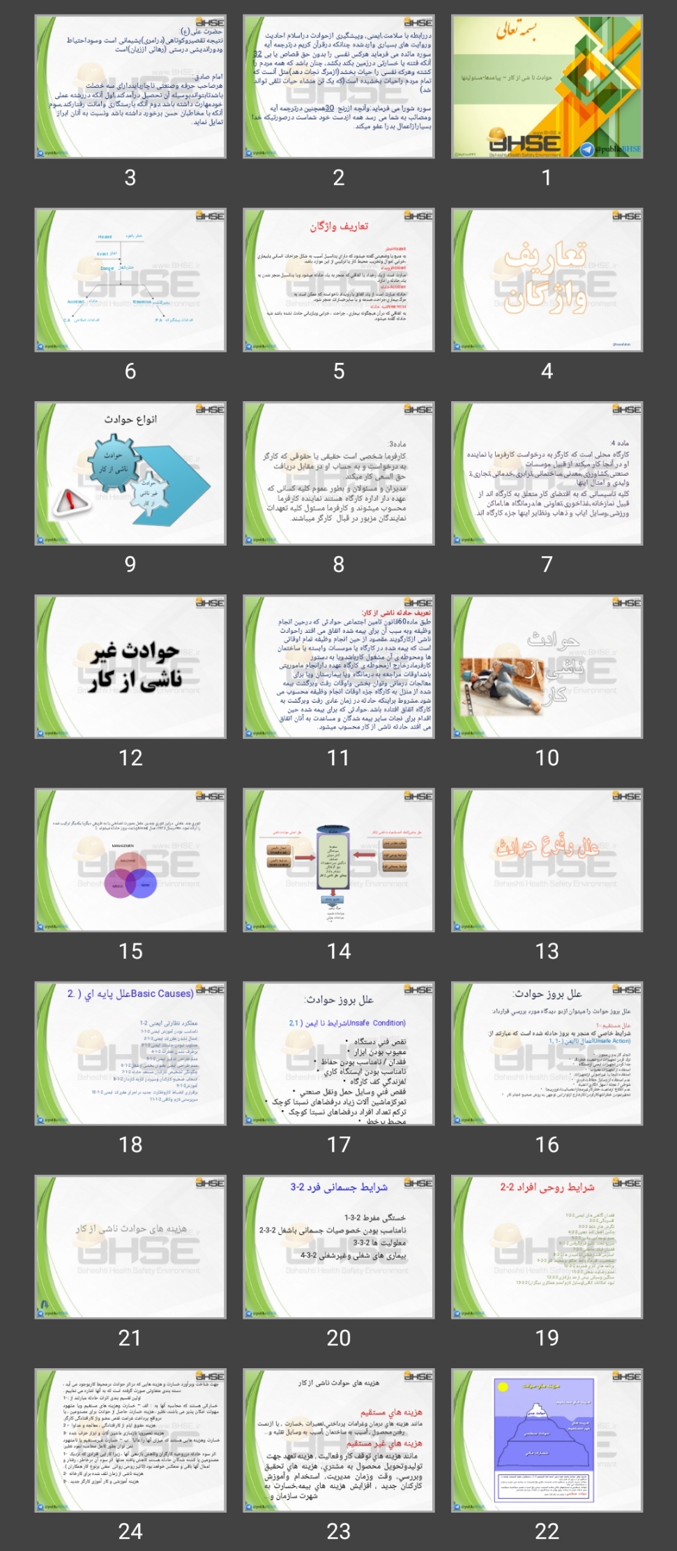 پاورپوینت حوادث ناشی از کار، پیامدها، مسئولیت ها