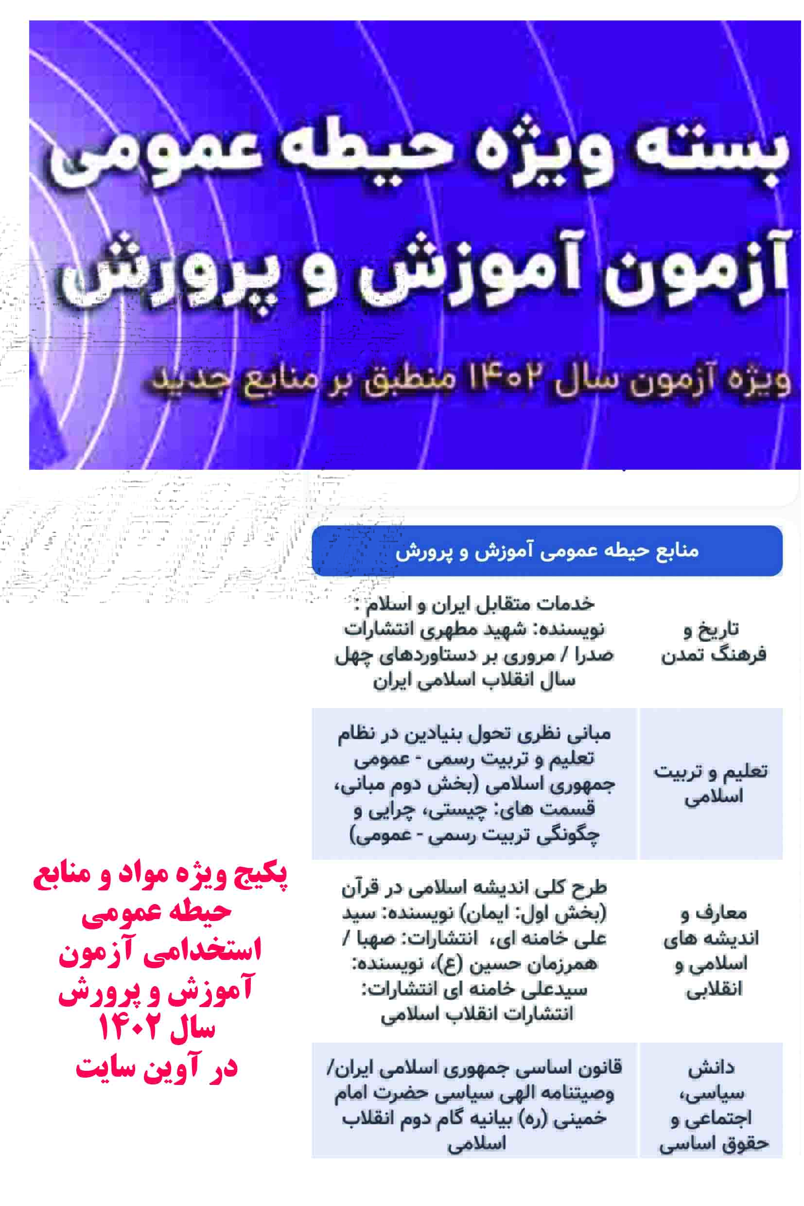 پکیج مباحث جامع دروس عمومی آزمون استخدامی آموزش و پرورش 1402