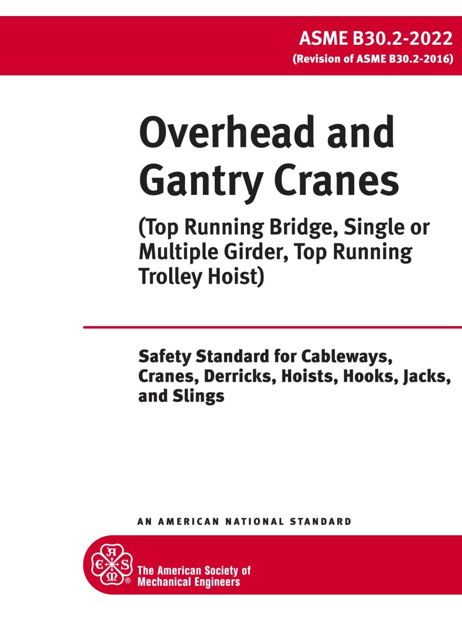 دانلود استاندارد جرثقیل سقفی و دروازه ای  ویرایش 2022  💥ASME B30.2 2022  💥 ♻️Overhead and Gantry Cranes
