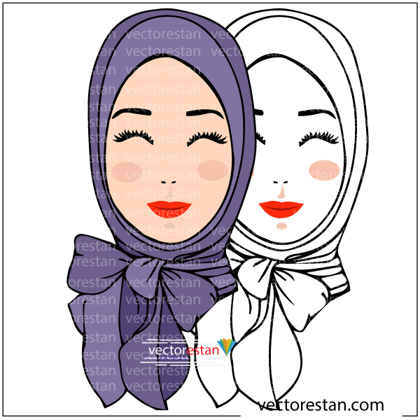دانلود لوگو و وکتور لایه باز زن باحجاب با روسری پاپیونی
