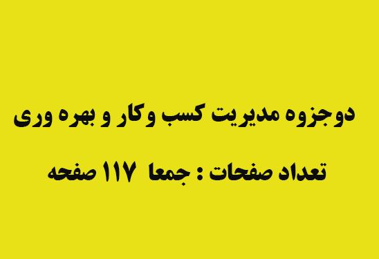 جزوه مدیریت کسب وکار وبهره وری برگرفته از کتاب سید سعید میرواحدی و طغرایی