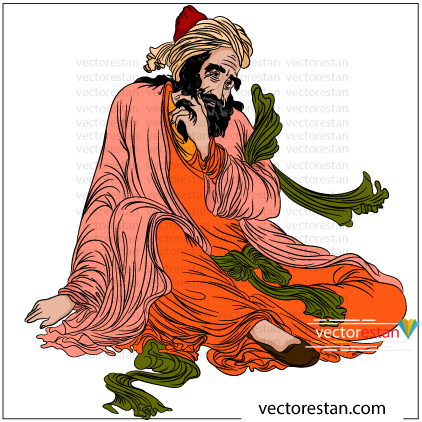 فایل وکتور مینیاتور پیرمرد