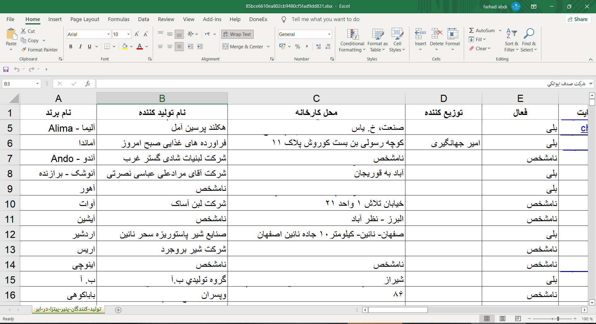 لیست تولید کنندگان پنیر پیتزا در ایران در دی ماه ۱۴۰۰ - ژانویه ۲۰۲۲