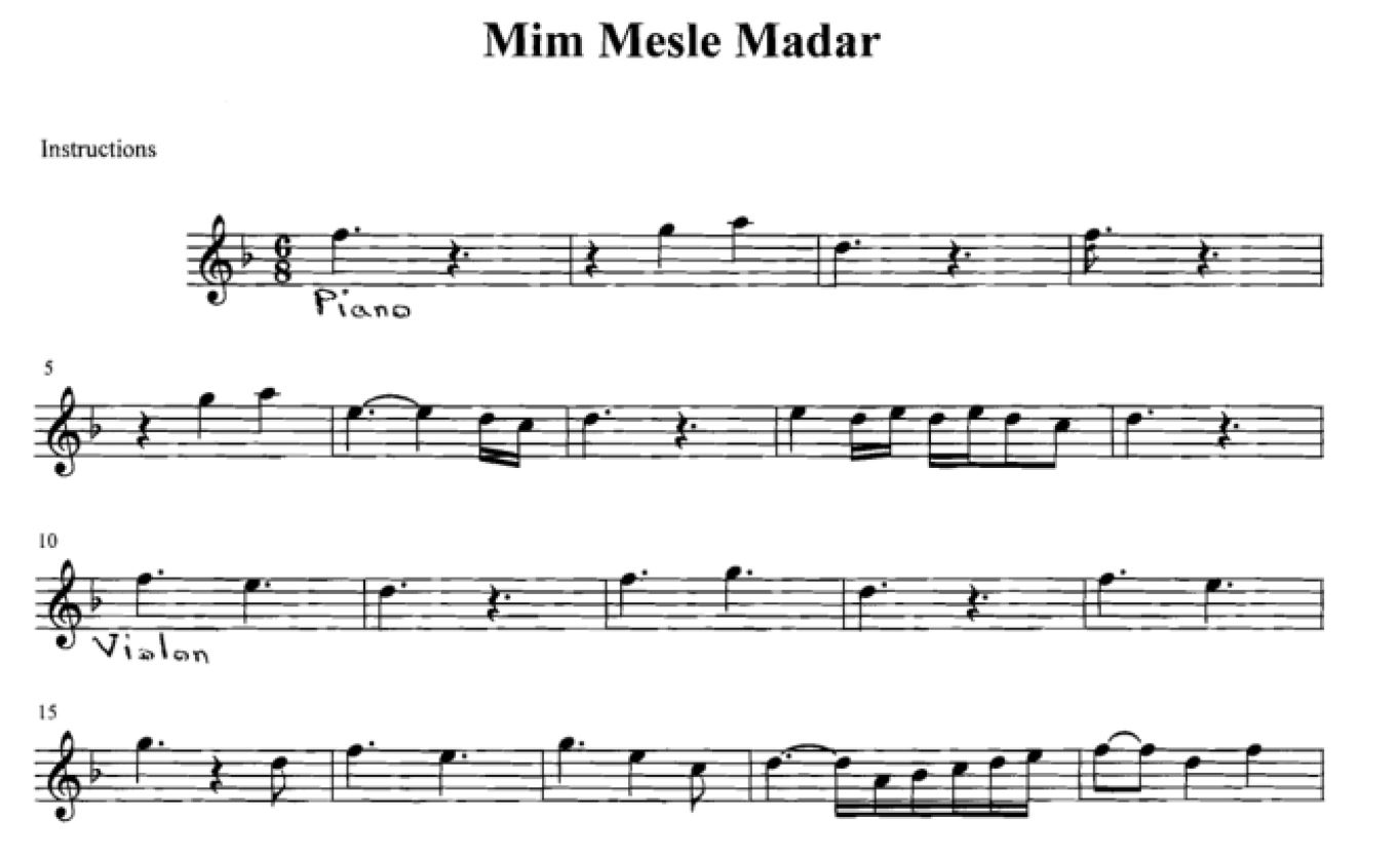   نت ویولن و پیانو آهنگ میم مثل مادر