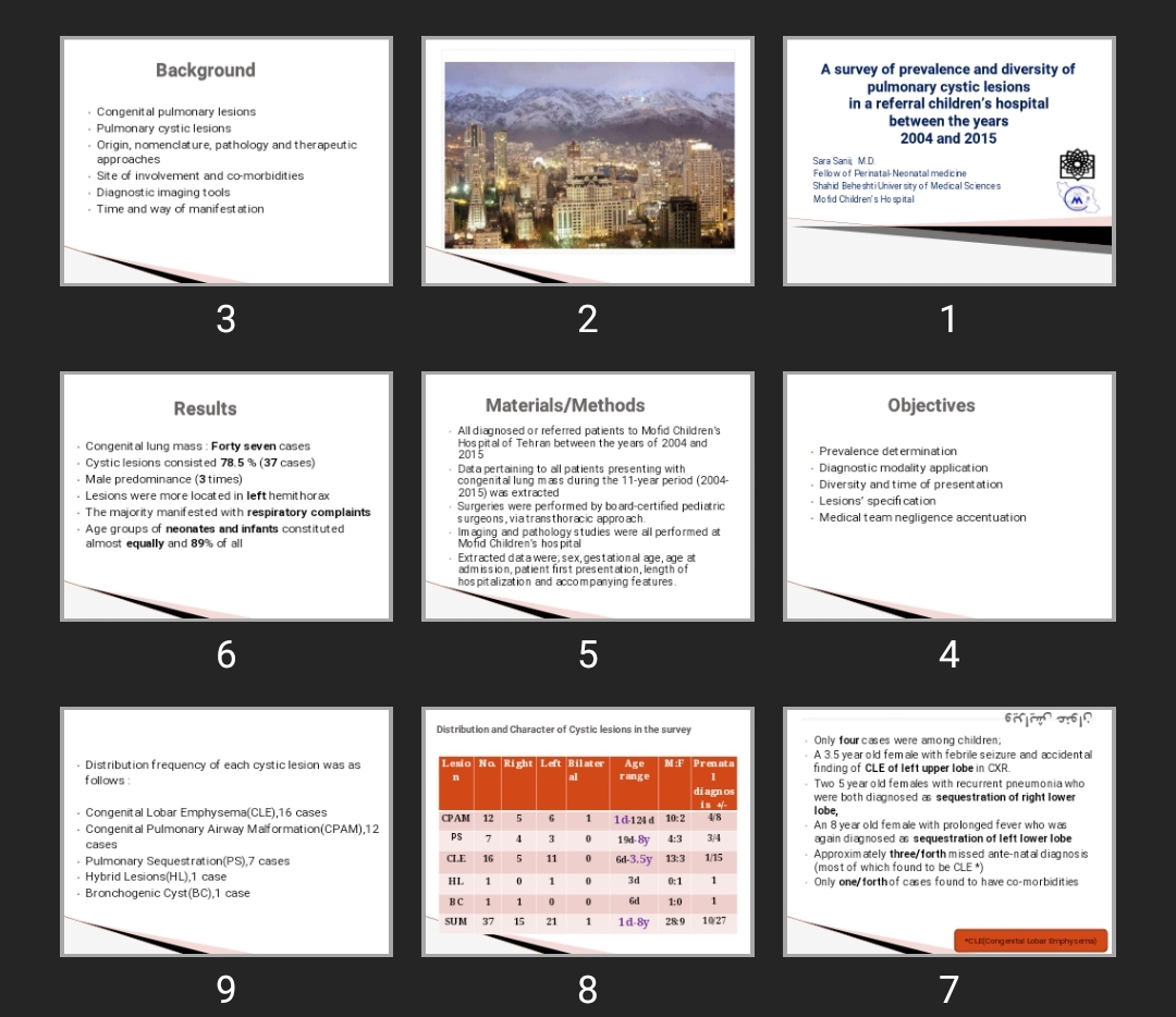 پاورپوینت A survey of prevalence and diversity of pulmonary cystic lesions in a referral children’s hospital between the years 2004 and 2015
