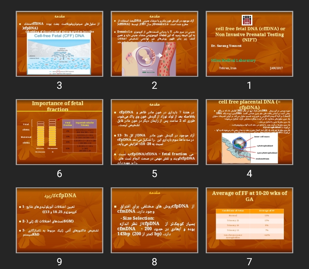 پاورپوینت cell free fetal DNA (cffDNA) or Non Invasive Prenatal Testing (NIPT)