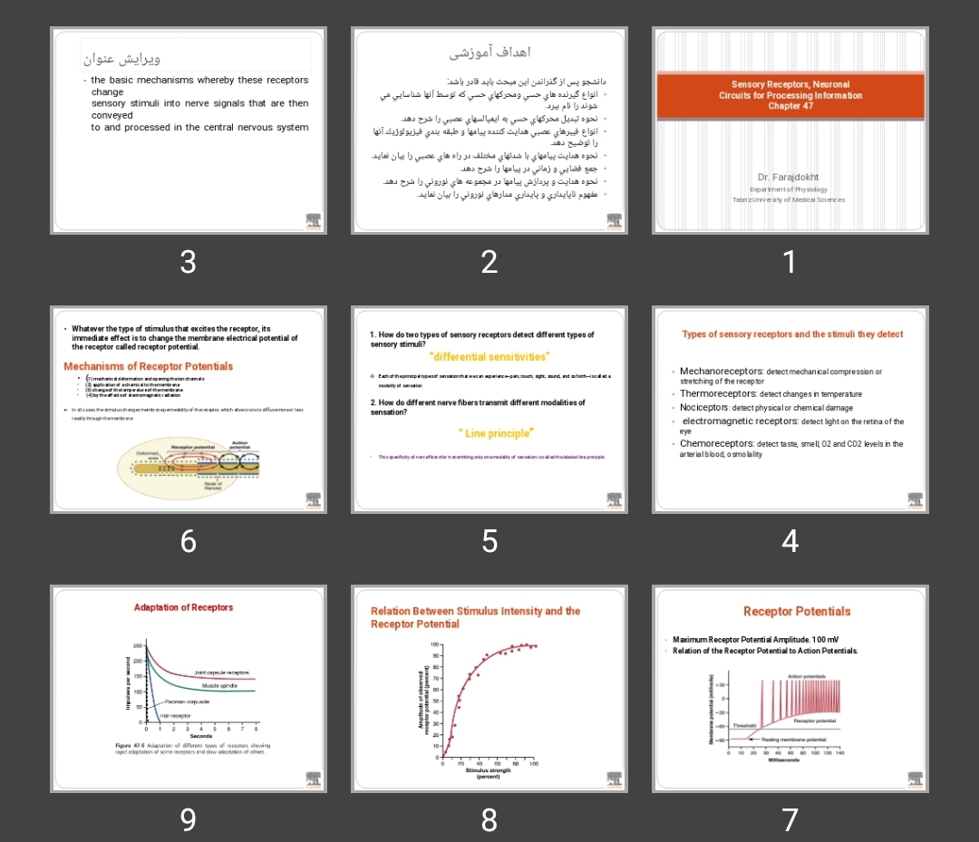 پاورپوینت Sensory Receptors, Neuronal Circuits for Processing Information Chapter 47