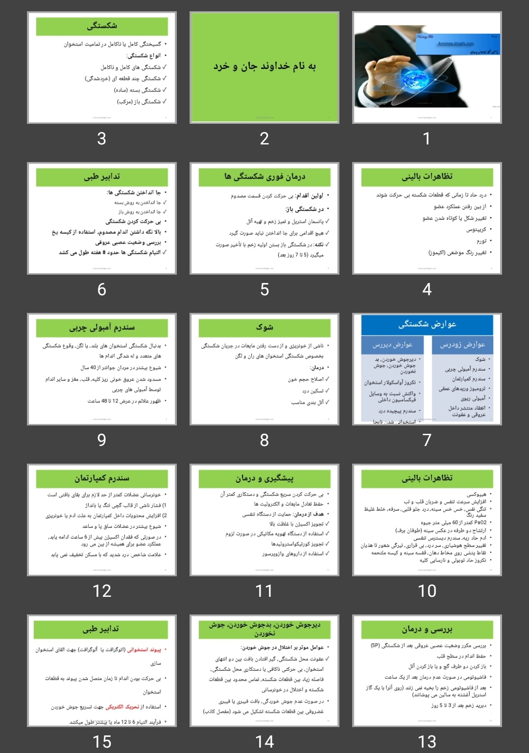 پاورپوینت مراقبت های پرستاری در شکستگی ها