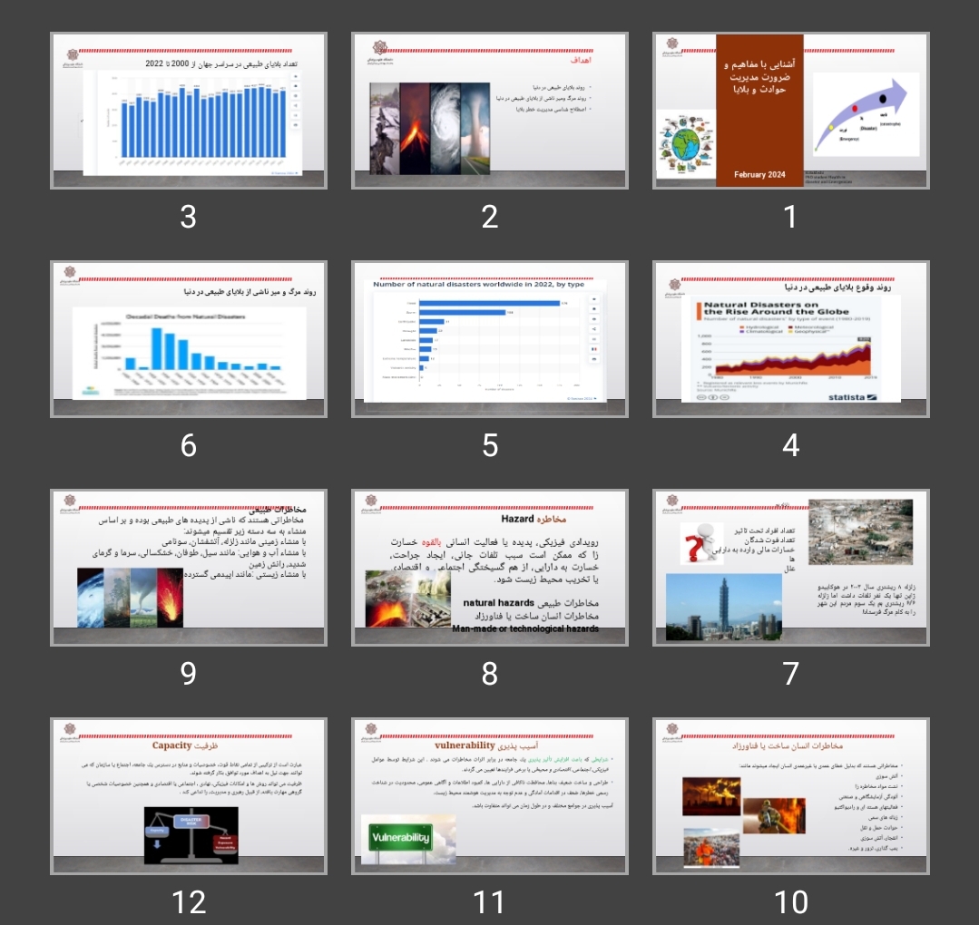 پاورپوینت آشنایی با مفاهیم و ضرورت مدیریت حوادث و بلایا
