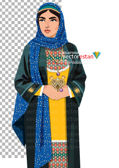 عکس png دختر باحجاب با لباس سنتی و محلی ایرانی