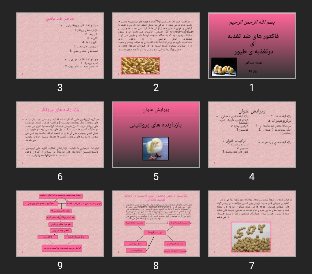 پاورپوینت فاکتور های ضد تغذیه ای در تغذیه ی طیور