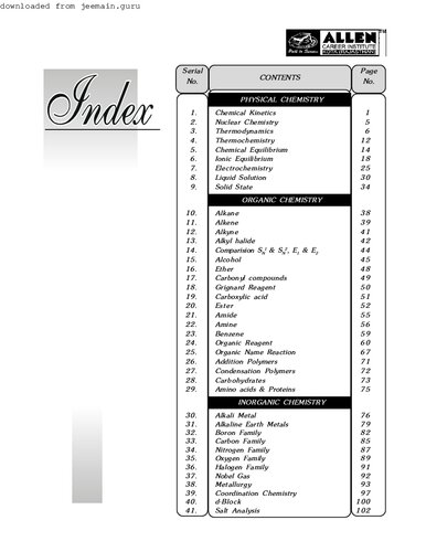 Allen Chemistry Handbook for JEE/NEET