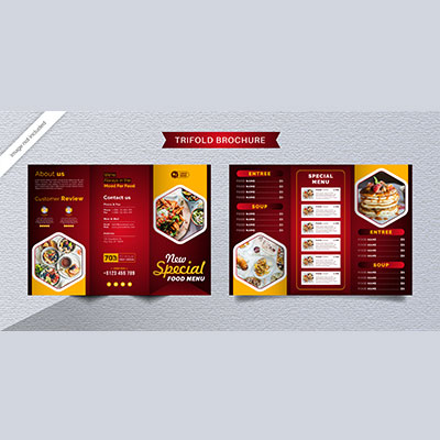بروشور سه لت دو رو برای رستوران