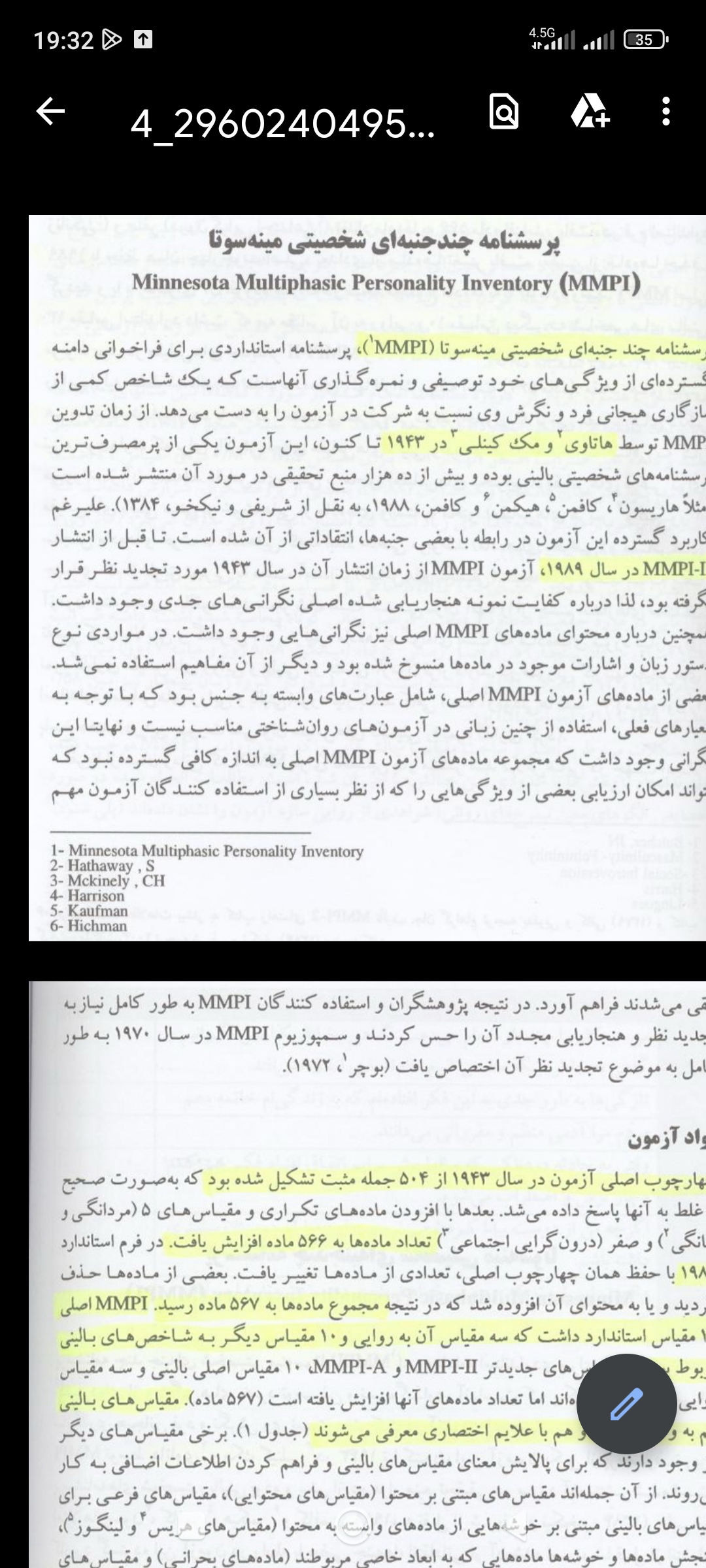 Pdf درآمدی بر اجرا، نمره گذاری و تفسیر آسان  فرم بلند پرسشنامه شخصیتی مینه سوتا MMPI