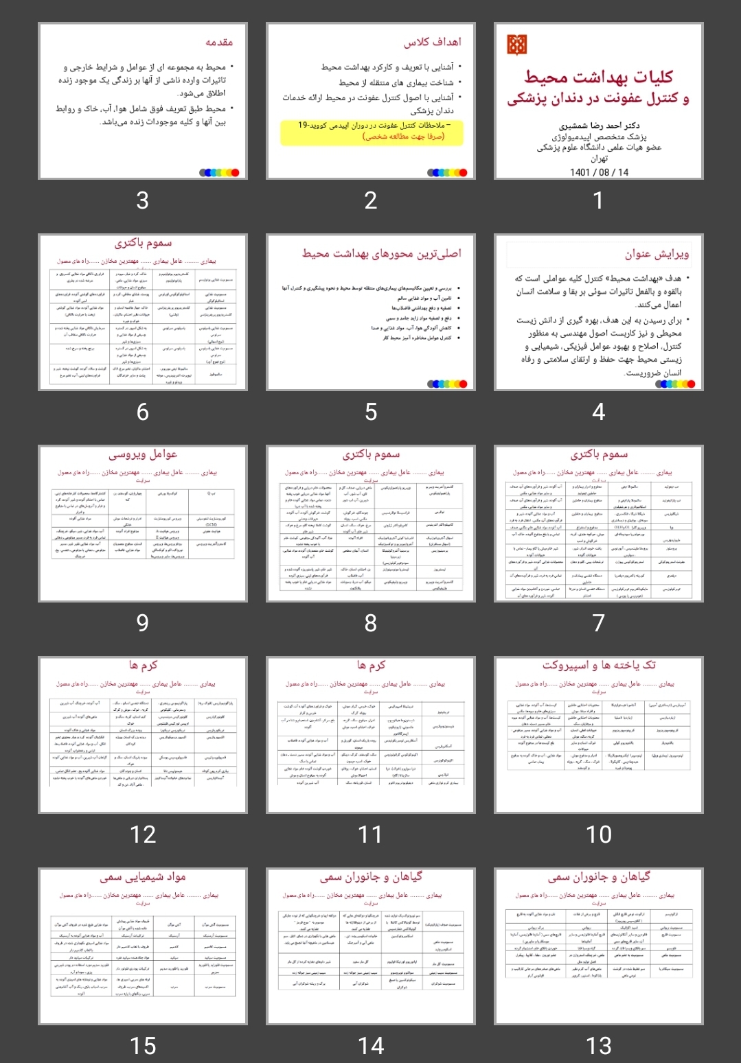 پاورپوینت کلیات بهداشت محیط و کنترل عفونت در دندان پزشکی