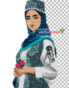 عکس بدون پس زمینه از طرح دختر ایرانی با لباس ایرانی سنتی