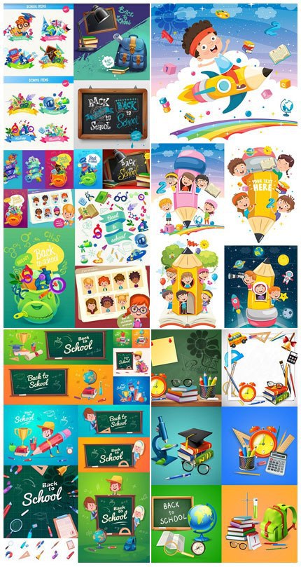 42 وکتور طرح و المان های بازگشایی مدارس