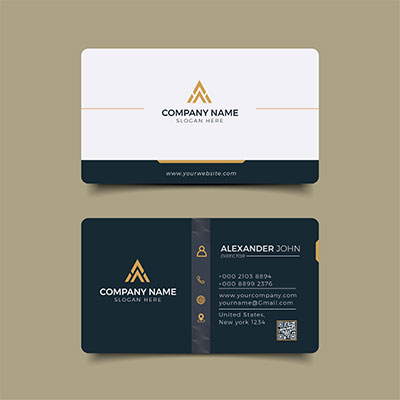 کارت ویزیت طلایی شرکتی آبی