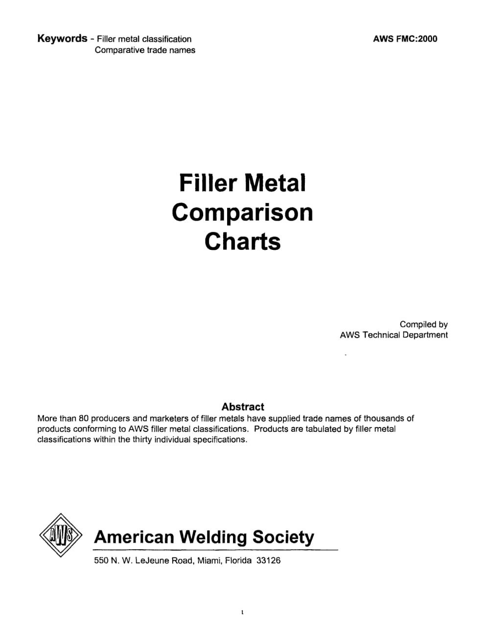 دانلود سند تطابق الکترودها و فیلرهای جوشکاری  ♻️AWS Filler Metal Comparision Chart  💥 AWS FMC 2000💥