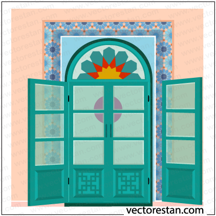 وکتور درب و پنجره چوبی قدیمی ایرانی 597