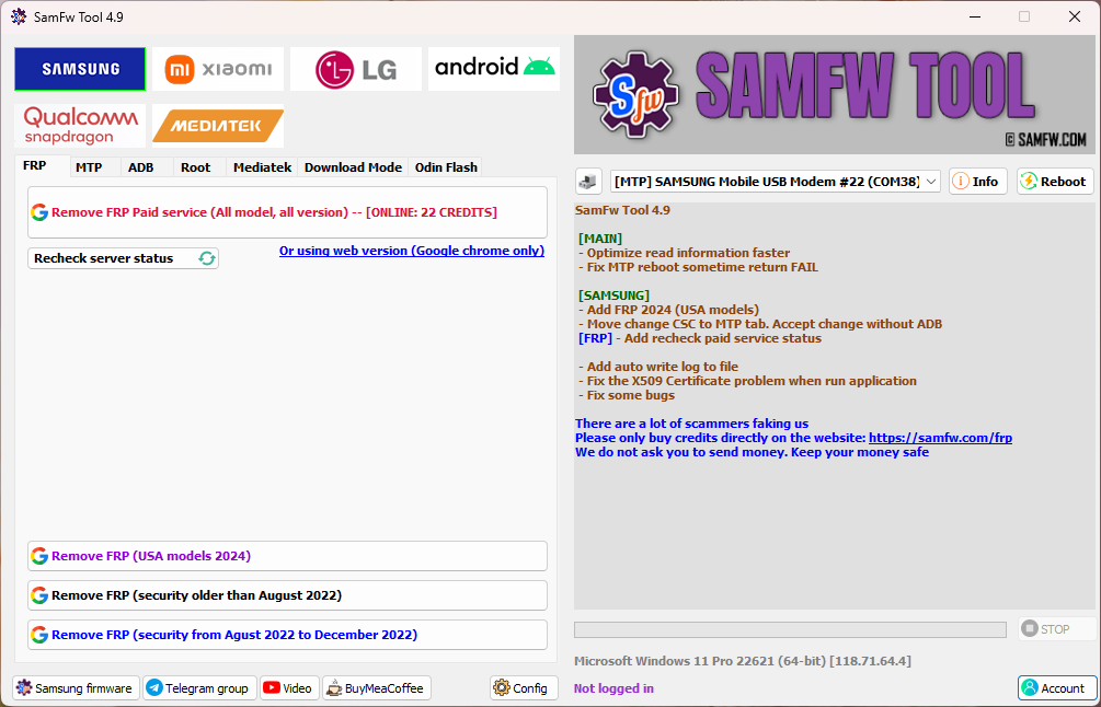 دانلود نرم افزار SamFw FRP Tool V4.9 2025 نسخه جدید آنلاک شده