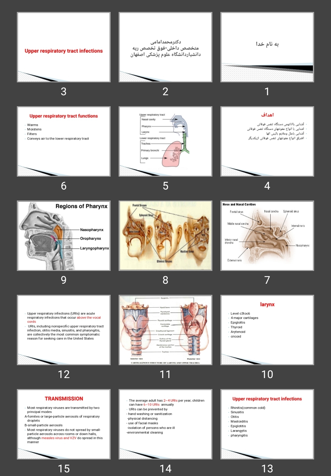 پاورپوینت عفونت دستگاه تنفس فوقانی Upper respiratory tract infections