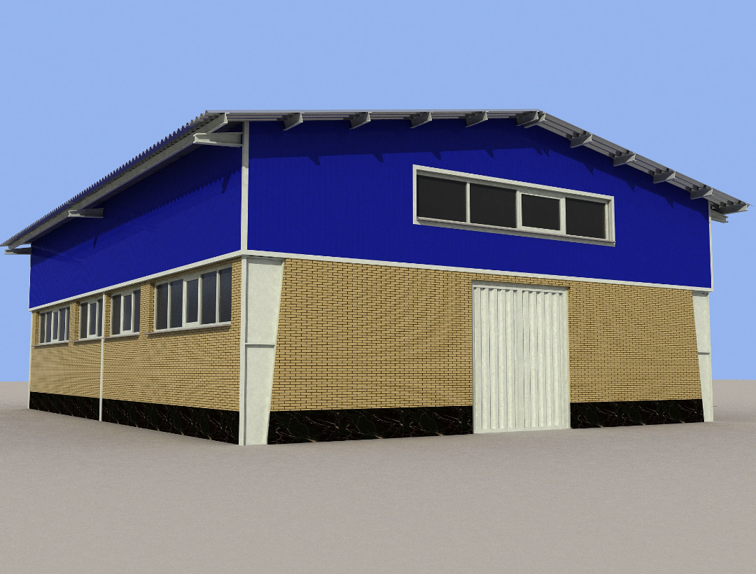 مدل 3dmax از سوله به ابعاد 12*9