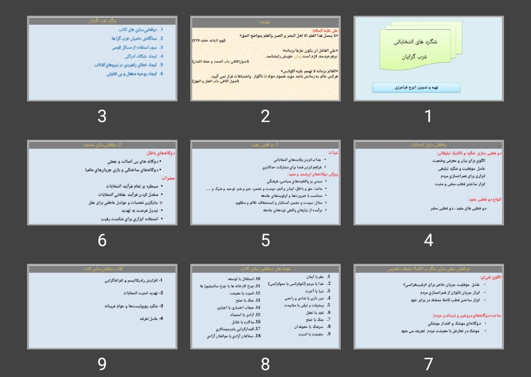 پاورپوینت شگردهای انتخاباتی غرب گرایان