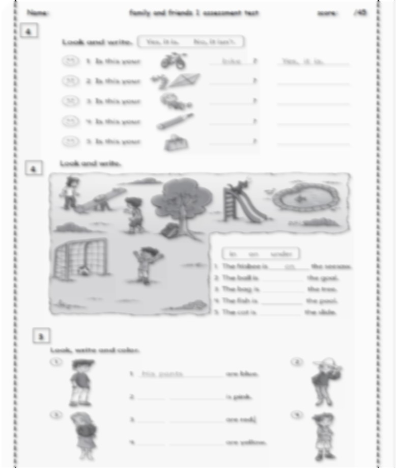 آزمون فاینال کتاب family and friends 1