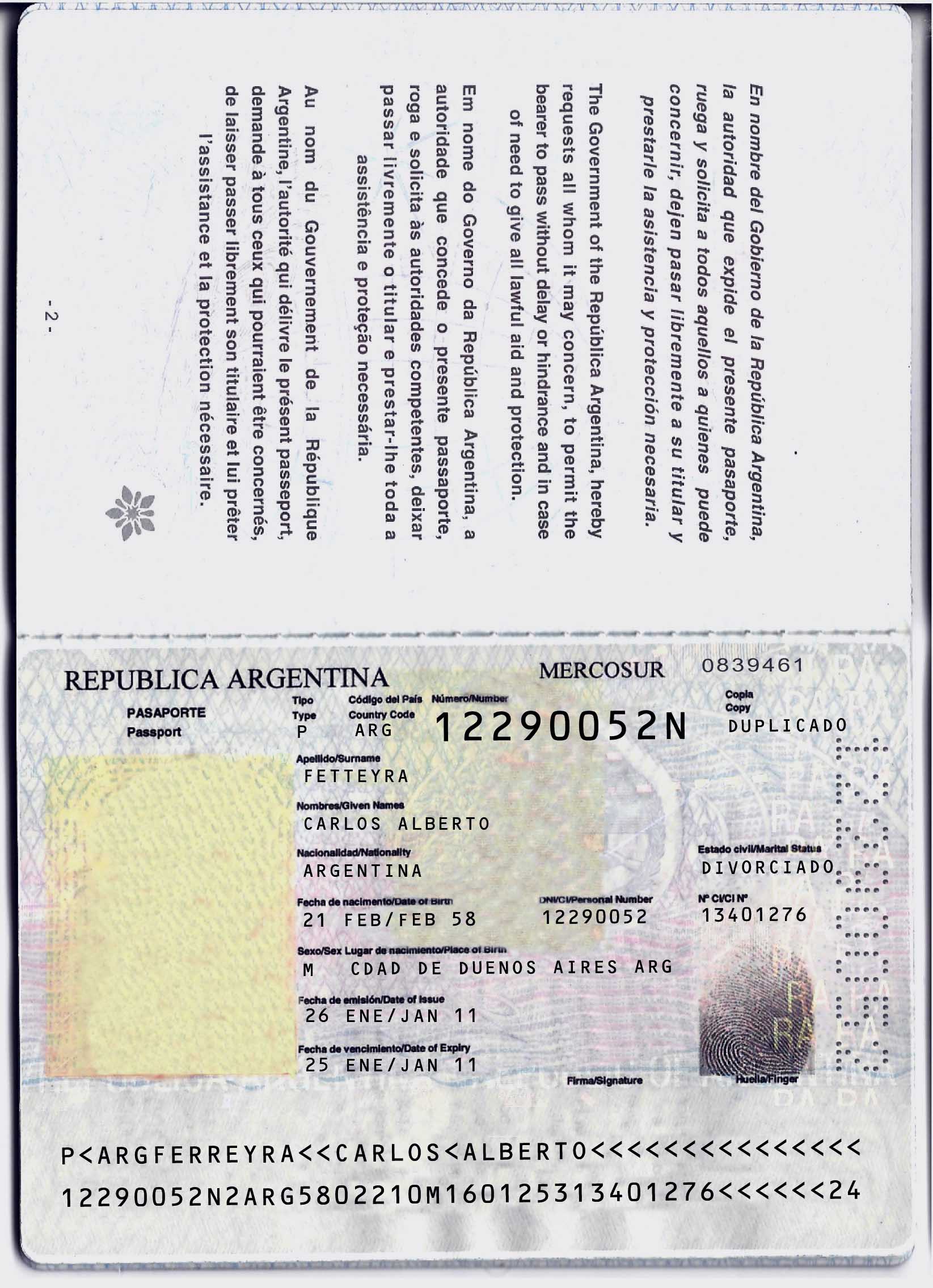 فایل پاسپورت آرژانتین لایه باز